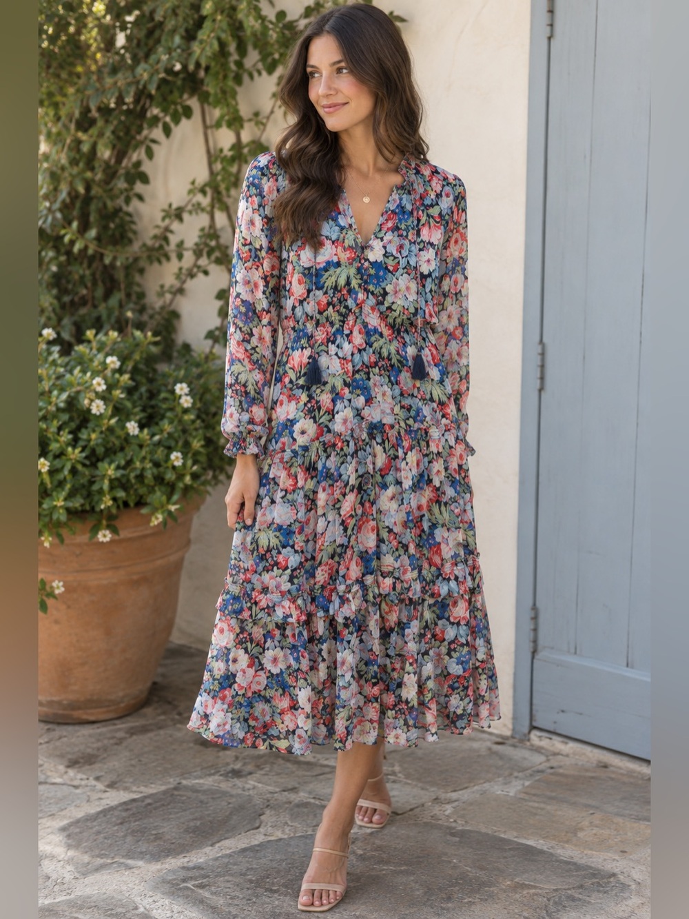 Anthropologie The Marais Printed Chiffon Maxi Dress